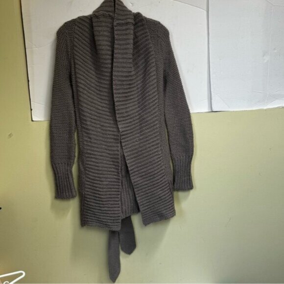 Aritzia Wilfred Alpaca Wool Wrap Cardigan Shawl Collar Sweater Chunky Knit Soft - Picture 3 of 15